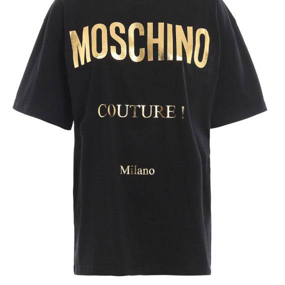 Moschino 燙金純文字 Logo 寬鬆版短袖 Tee - STT Mall HK 靚太網購