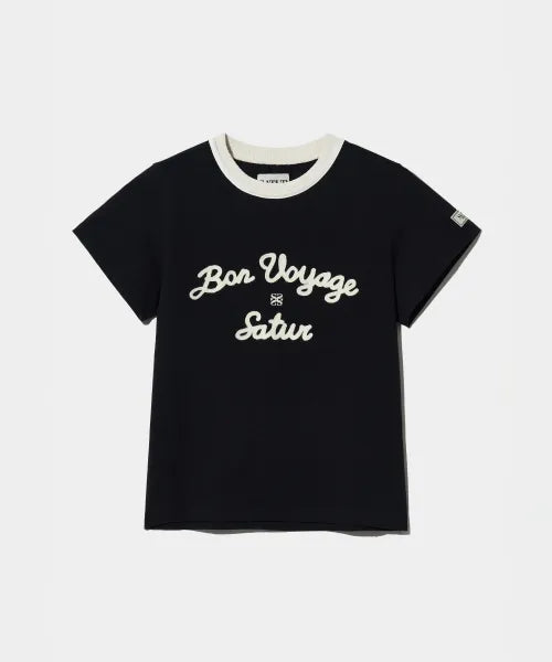 韓國 Satur Setter Logo Embroidered Voyage Short Sleeve T-shirt Art【SR404】