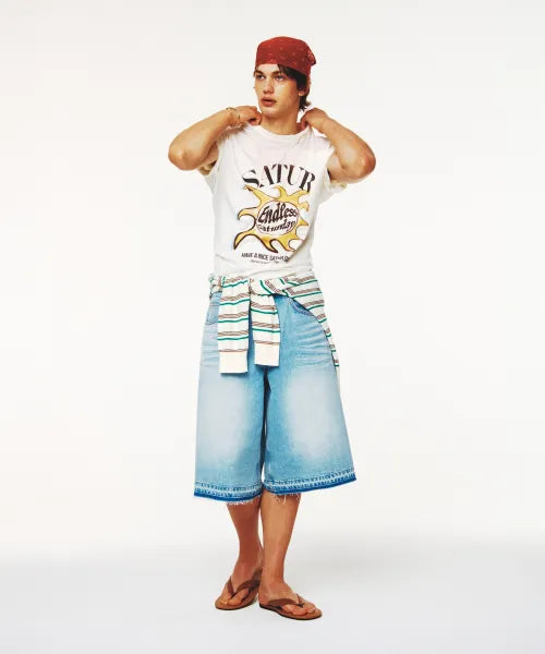 韓國 Satur Sun Retro Graphic Short Sleeve T-shirt【SR405】
