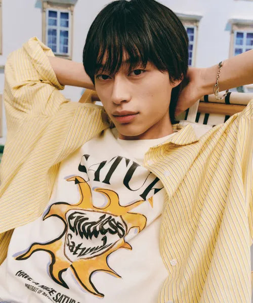 韓國 Satur Sun Retro Graphic Short Sleeve T-shirt【SR405】