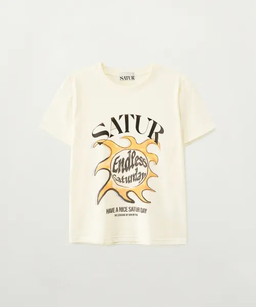 韓國 Satur Sun Retro Graphic Short Sleeve T-shirt【SR405】