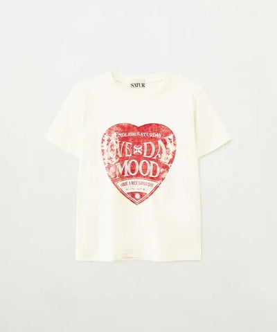 韓國 Satur (W) Saturday Retro Mood Graphic Short Sleeve T-shirt【SR414】