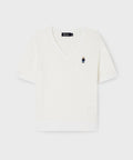 韓國 WhoAU Steve V-neck Cable Short Sleeve Sweater【WA329】
