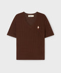 韓國 WhoAU Steve V-neck Cable Short Sleeve Sweater【WA329】