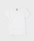 韓國 WhoAU Ribbed Side String T-Shirt【WA348】