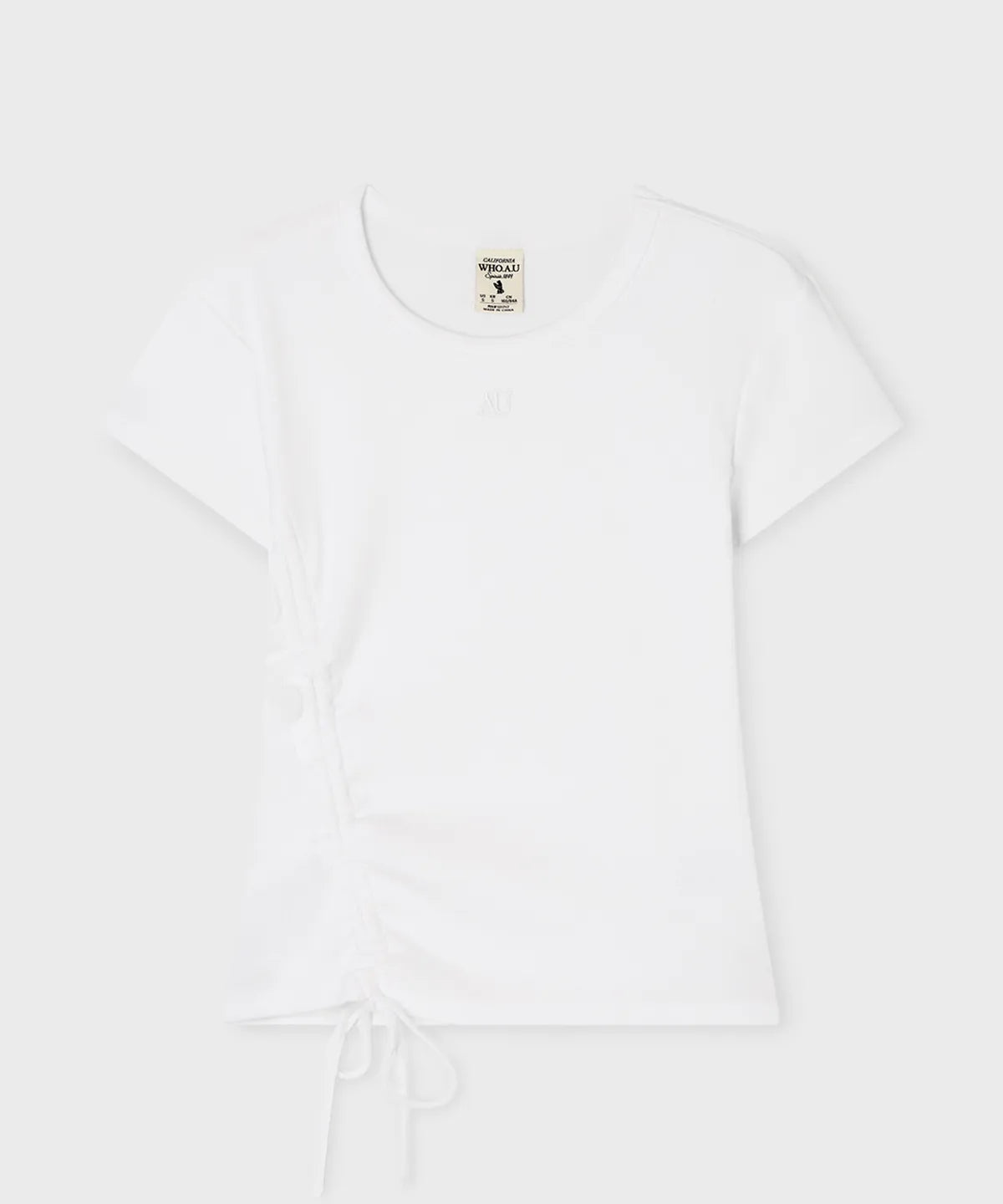 韓國 WhoAU Ribbed Side String T-Shirt【WA348】