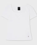 韓國 WhoAU Ribbed Square Neck T-shirt【WA343】