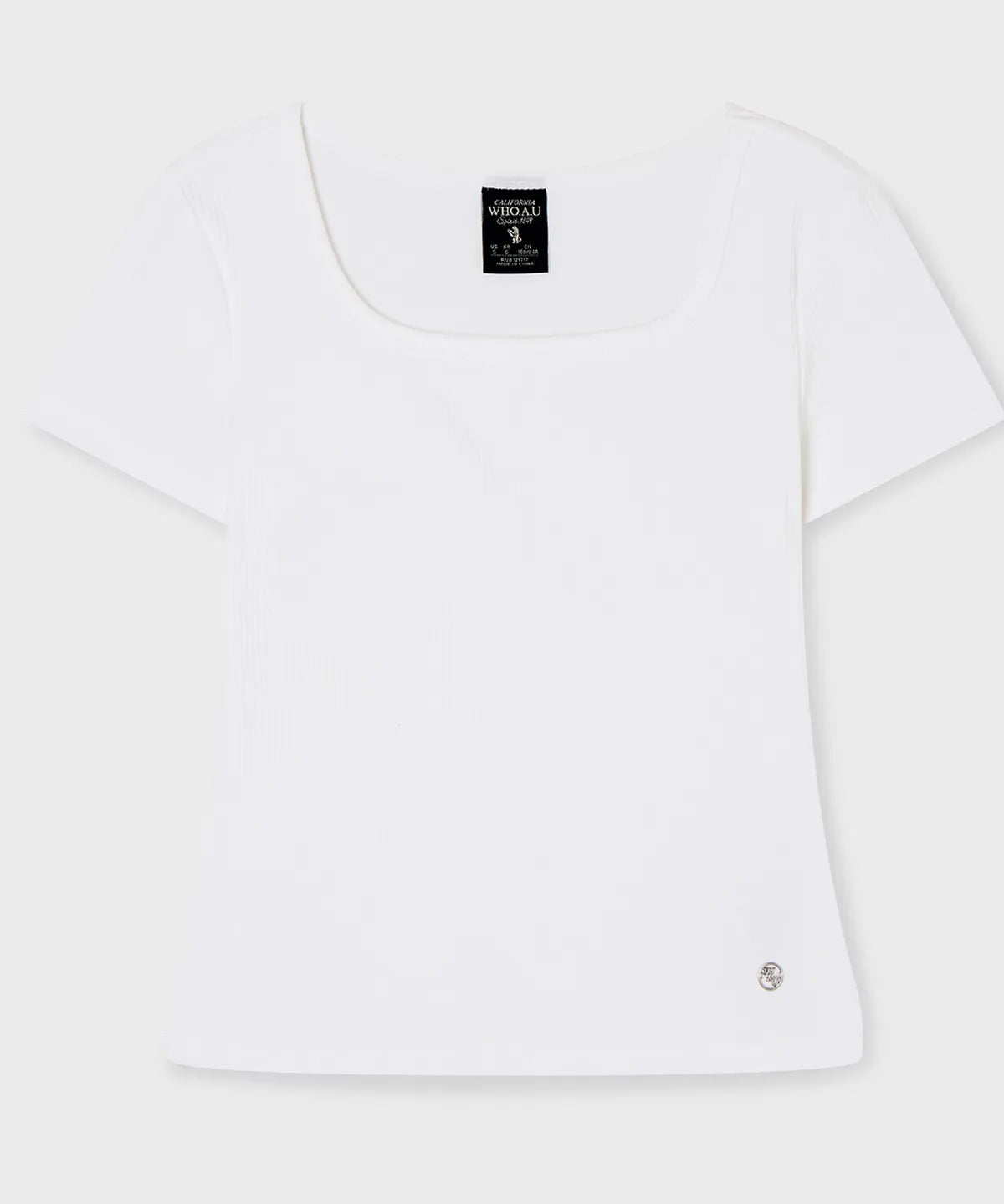韓國 WhoAU Ribbed Square Neck T-shirt【WA343】