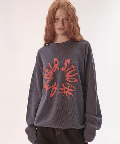 韓國 Ambler With the sun pullover crewneck punching knit【AR089】