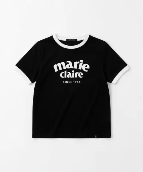 韓國 Marie Claire Arch Logo Ringer T-Shirt【SC653】
