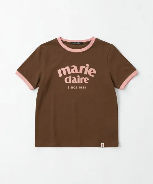 韓國 Marie Claire Arch Logo Ringer T-Shirt【SC653】