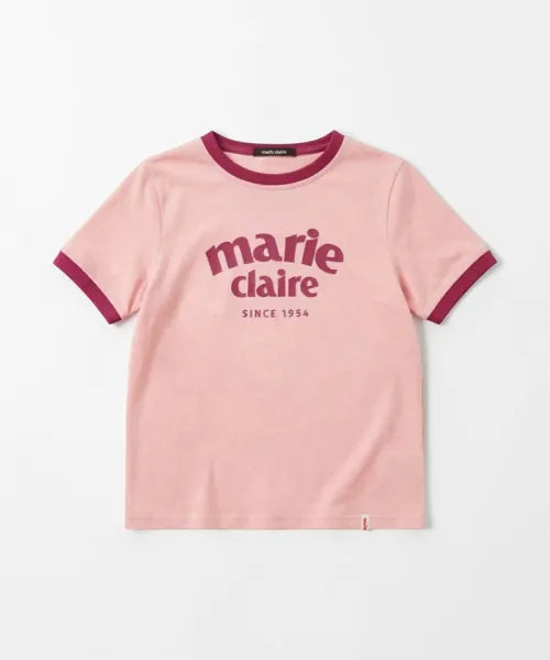 韓國 Marie Claire Arch Logo Ringer T-Shirt【SC653】
