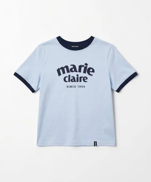 韓國 Marie Claire Arch Logo Ringer T-Shirt【SC653】