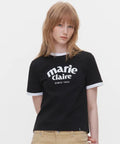 韓國 Marie Claire Arch Logo Ringer T-Shirt【SC653】
