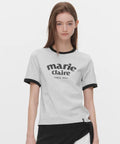 韓國 Marie Claire Arch Logo Ringer T-Shirt【SC653】