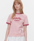 韓國 Marie Claire Arch Logo Ringer T-Shirt【SC653】