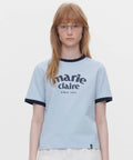 韓國 Marie Claire Arch Logo Ringer T-Shirt【SC653】