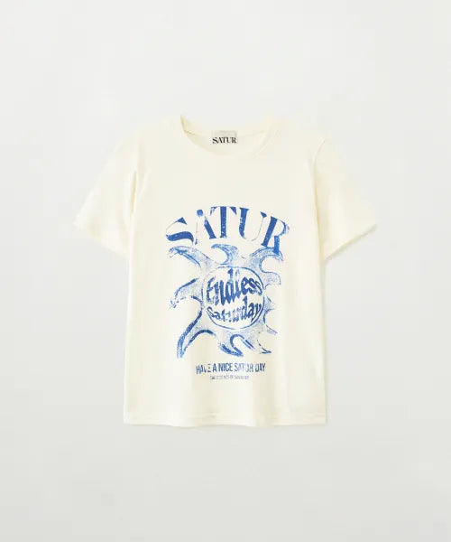 韓國 Satur Sun Retro Graphic Short Sleeve T-shirt【SR405】