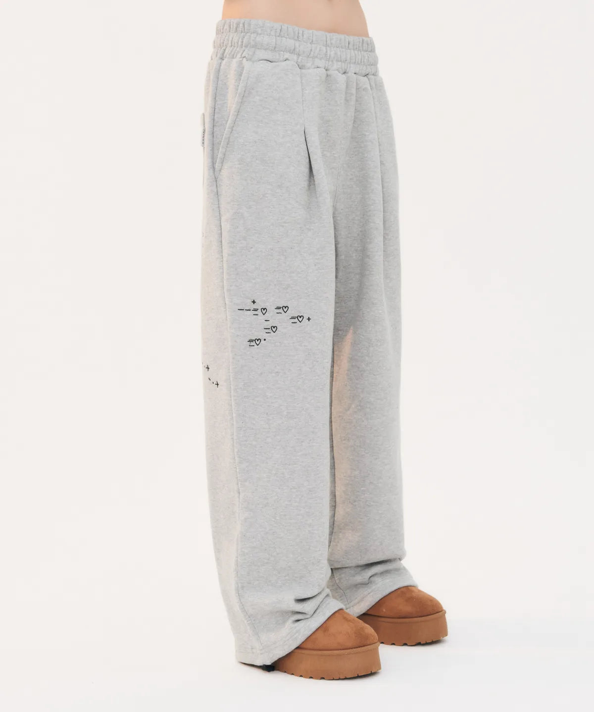 韓國 Ambler Emoji One-Tuck String Wide Sweatpants【AR029】