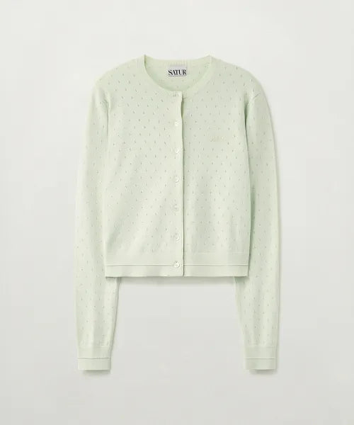 韓國 Satur (W) Pointel Crew Neck Cardigan【SR396】
