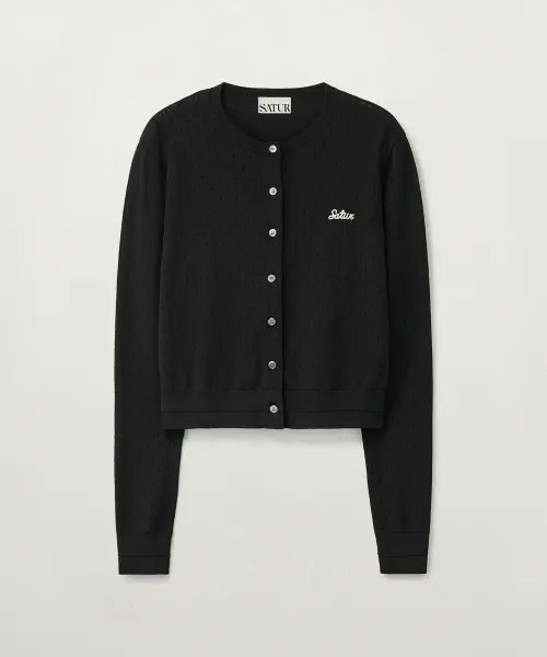 韓國 Satur (W) Pointel Crew Neck Cardigan【SR396】