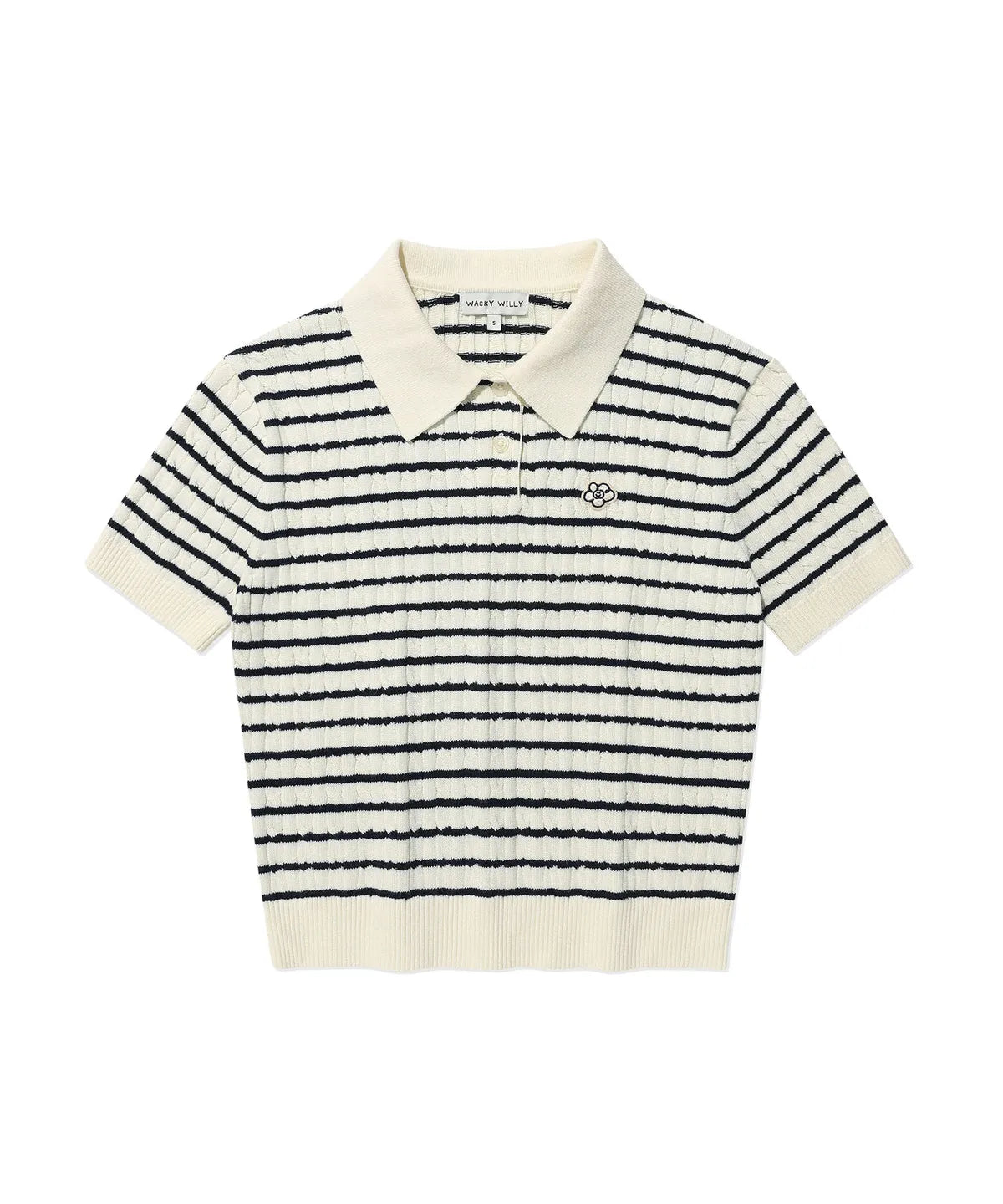 韓國 Wacky Willy Women's Cable Collar Short Sleeve Knit【WW202】