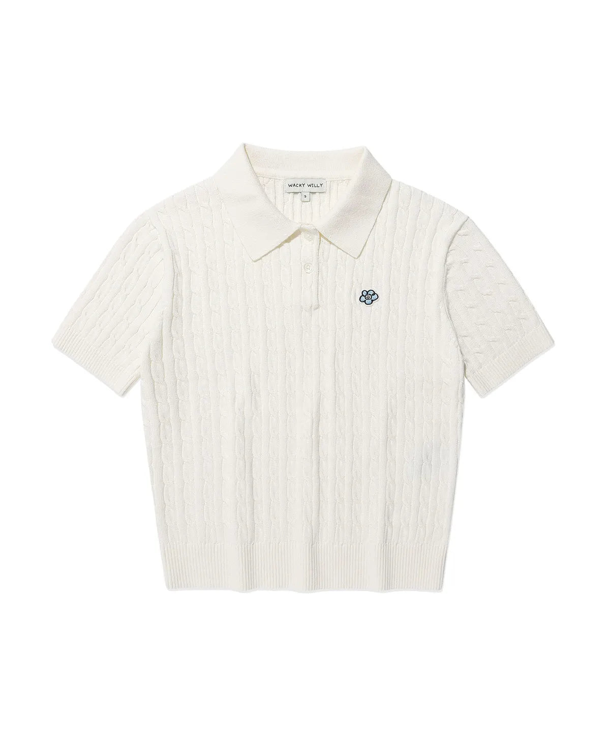 韓國 Wacky Willy Women's Cable Collar Short Sleeve Knit【WW202】