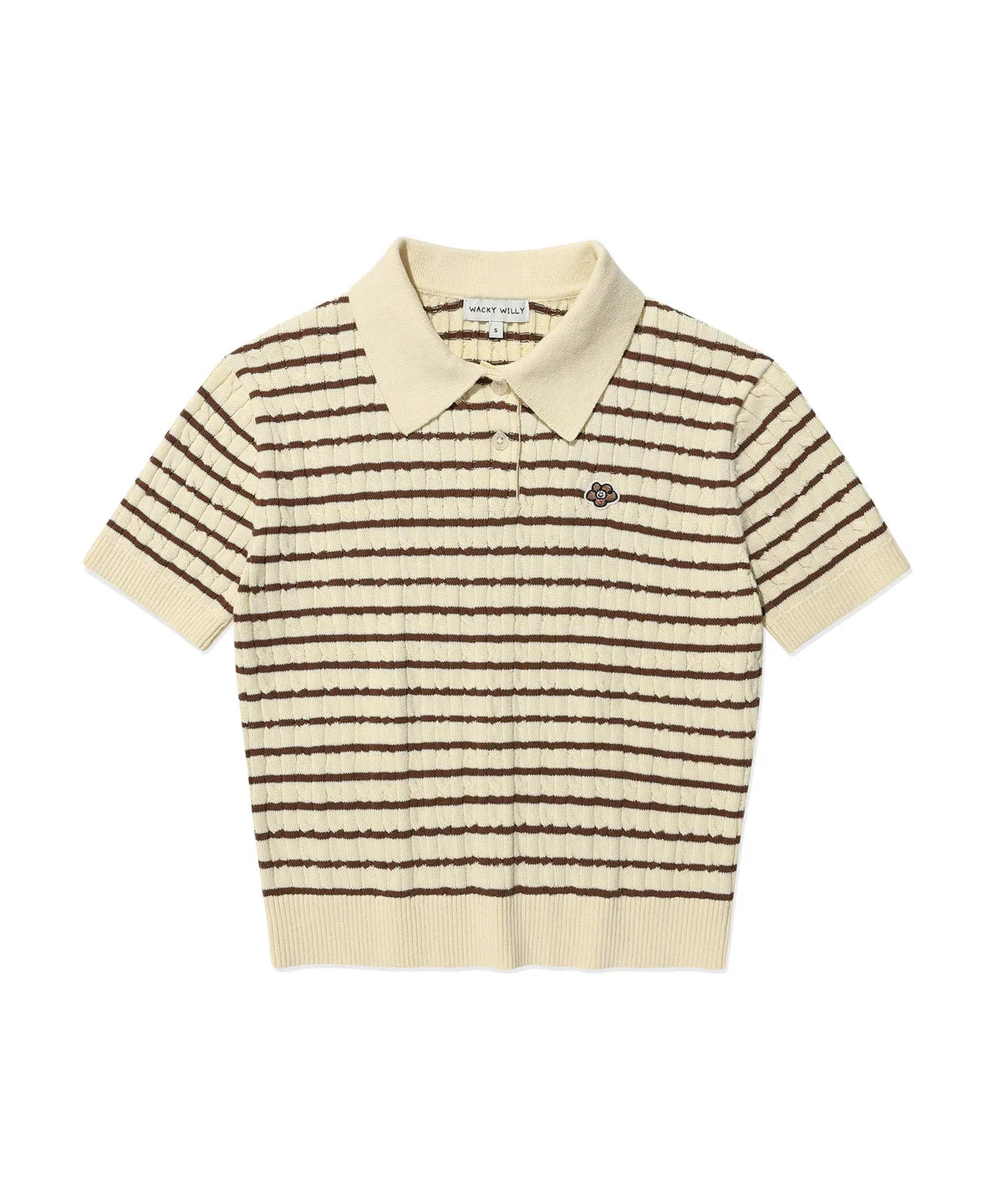 韓國 Wacky Willy Women's Cable Collar Short Sleeve Knit【WW202】