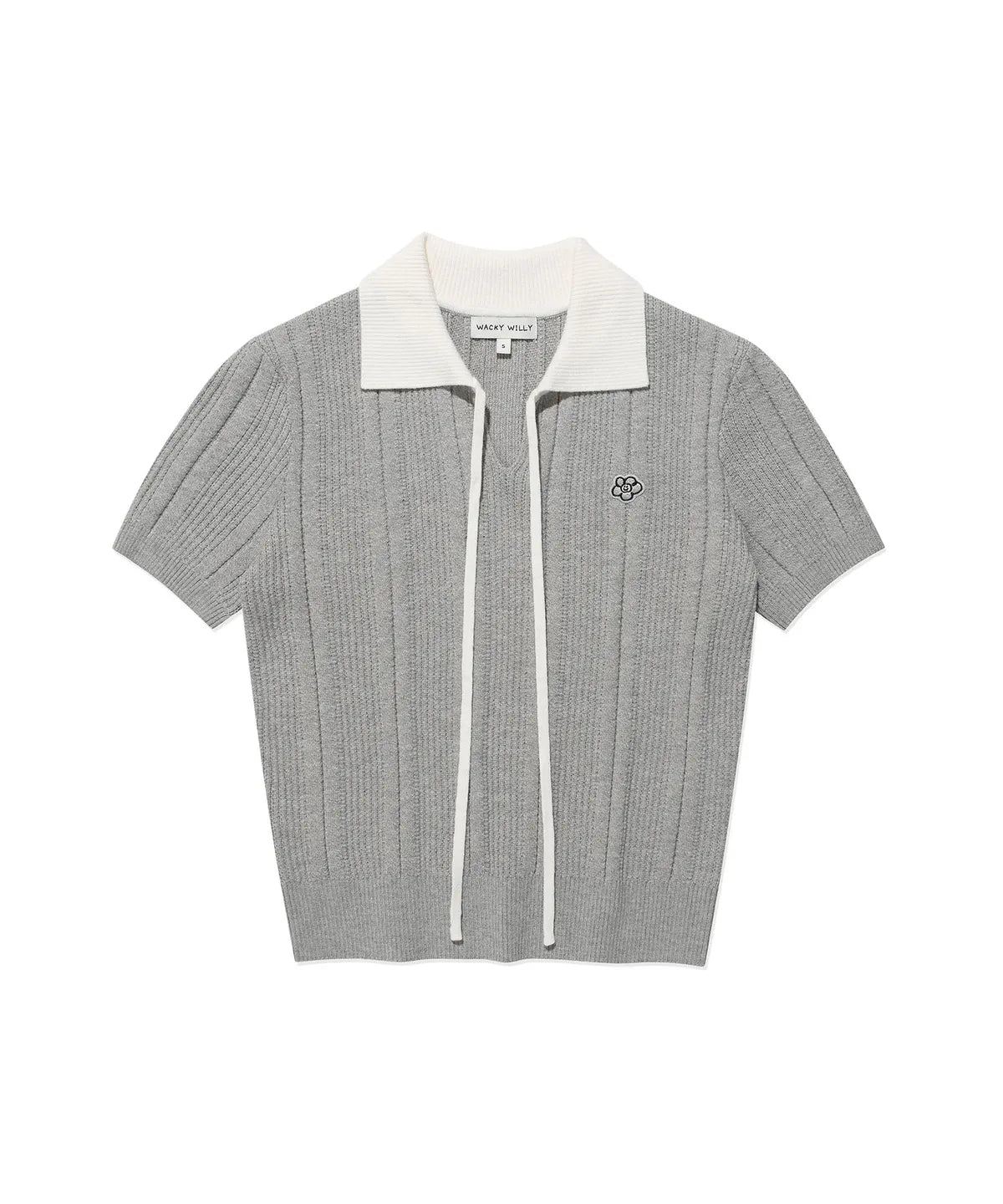 韓國 Wacky Willy Women's Ribbon Collar Short Sleeve Knit【WW174】