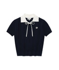 韓國 Wacky Willy Women's Ribbon Collar Short Sleeve Knit【WW174】