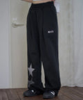 韓國 Ambler Starlight Applique Embroidered Pintuck 2-Way Wide Training Sweatpants【AR190】