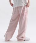 韓國 Ambler Angel And Ribbon Embroidered Pintuck 2-Way Wide Training Sweatpants【AR191】