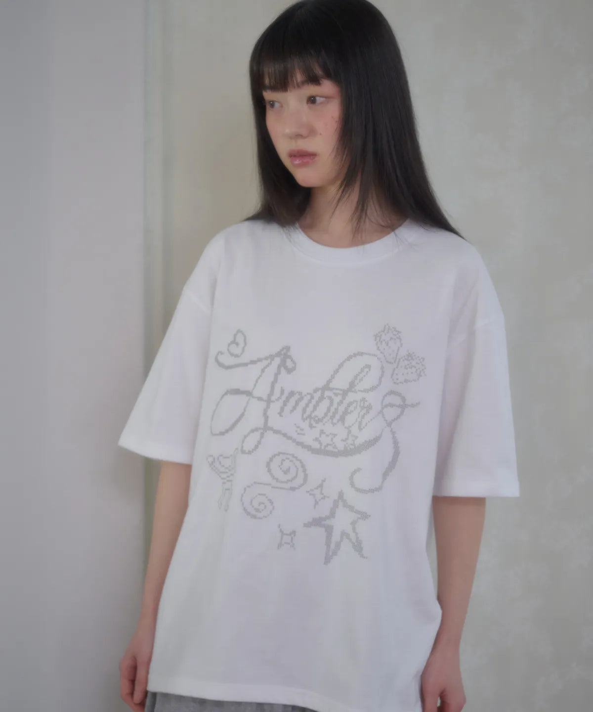 韓國 Ambler Cross-stitch Graphic Short Sleeve T-shirt【AR184】