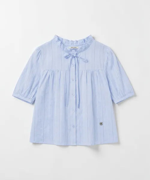 韓國 Marie Claire Lace Neck Shirring Ribbon Blouse【SC661】