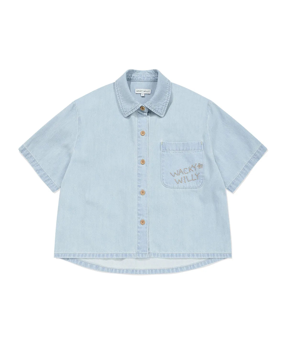 韓國 Wacky Willy Women's Low-Temperature Denim Short Sleeve Shirt【WW224】