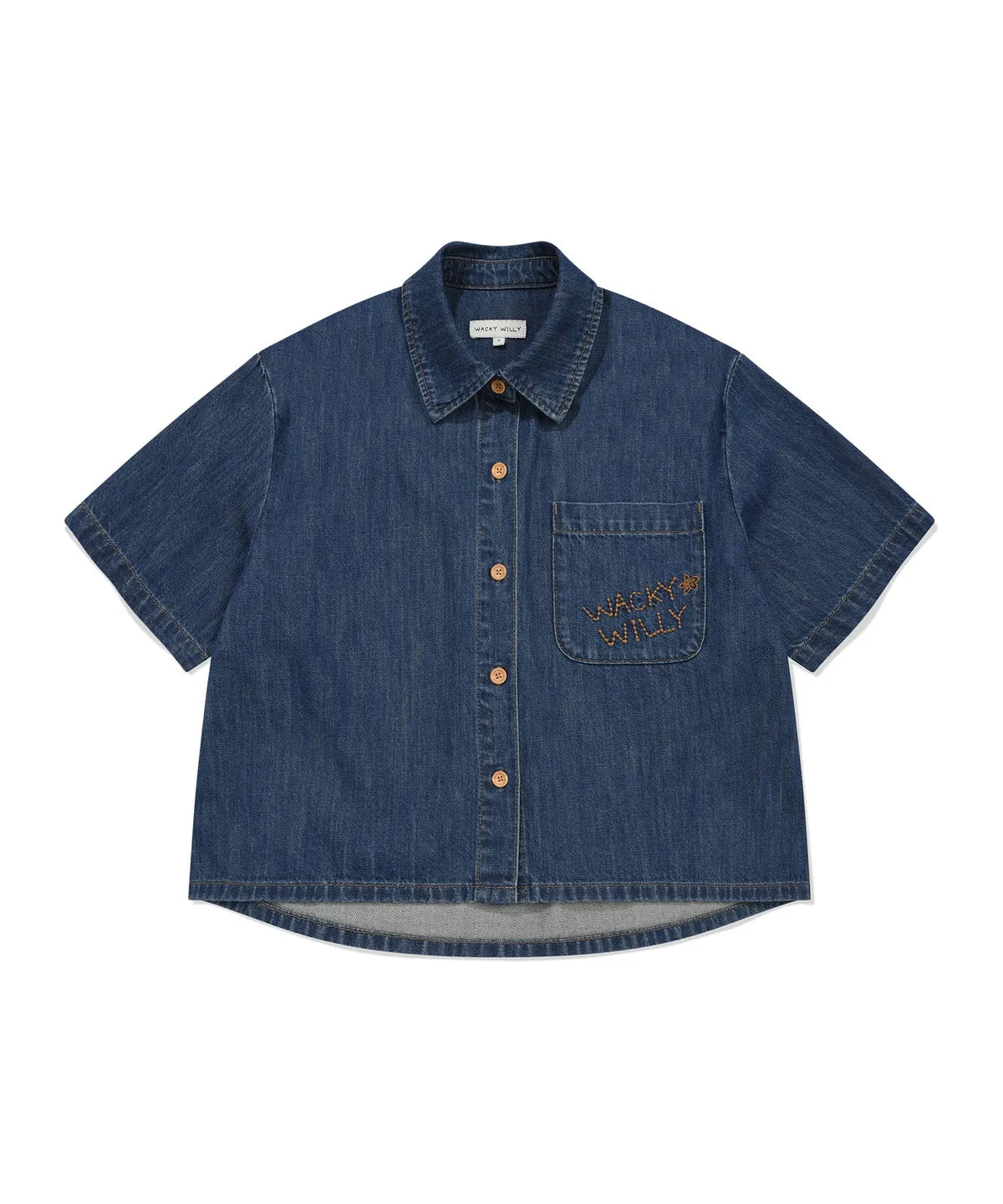 韓國 Wacky Willy Women's Low-Temperature Denim Short Sleeve Shirt【WW224】