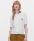 韓國 Marie Claire Basic Logo Round Short-Sleeve Cardigan【SC659】