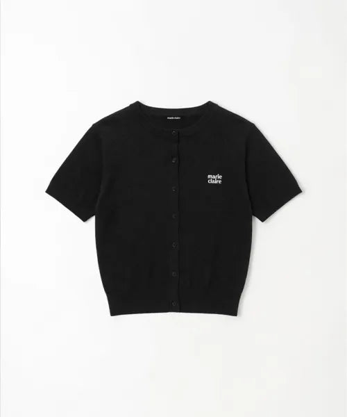 韓國 Marie Claire Basic Logo Round Short-Sleeve Cardigan【SC659】