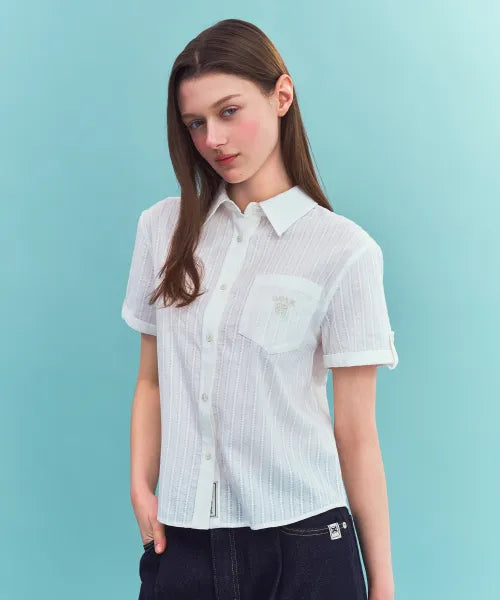 韓國 Satur (W) Rolled-up Half Shirt【SR415】