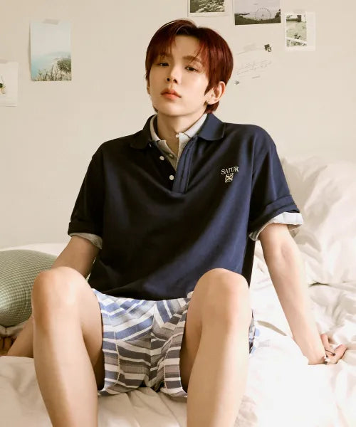 韓國 Satur Lauren Piqué Polo Short Sleeve T-shirt【SR402】