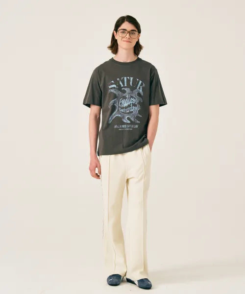 韓國 Satur Sun Retro Graphic Short Sleeve T-shirt【SR405】