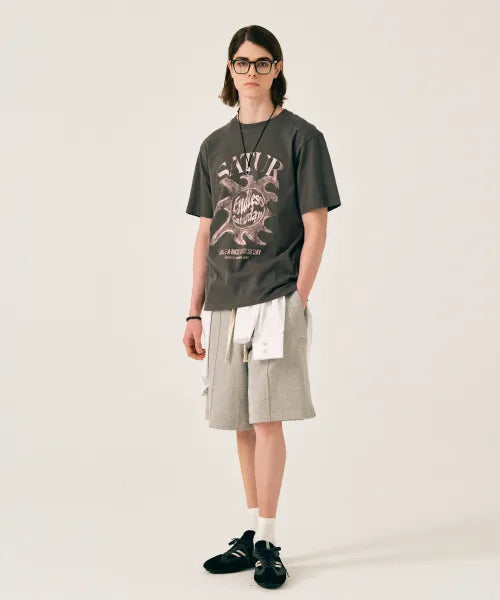 韓國 Satur Sun Retro Graphic Short Sleeve T-shirt【SR405】