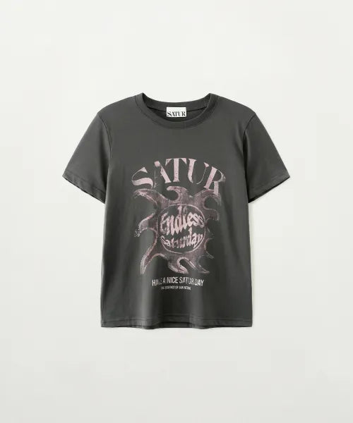 韓國 Satur Sun Retro Graphic Short Sleeve T-shirt【SR405】