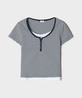 韓國 SPAO Henley Neck Short Sleeve Tee【SP439】