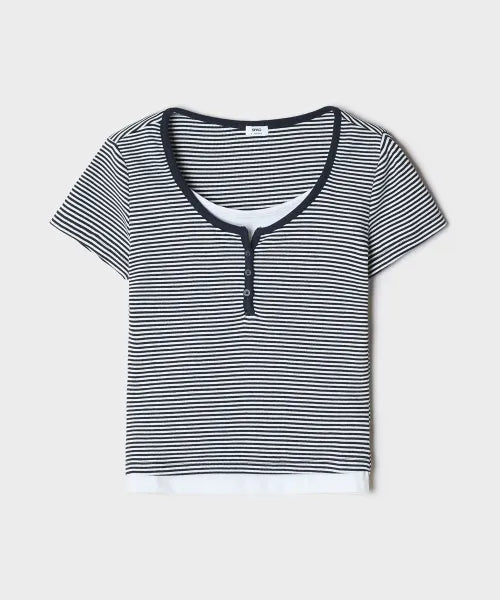 韓國 SPAO Henley Neck Short Sleeve Tee【SP439】