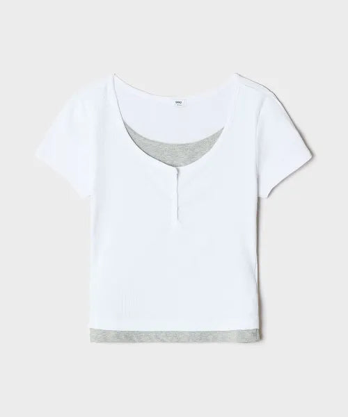 韓國 SPAO Henley Neck Short Sleeve Tee【SP439】