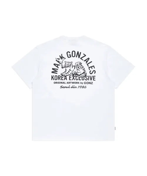 韓國 Mark Gonzales Korea Edition Smoking Tiger Short Sleeve T-shirt【MG354】