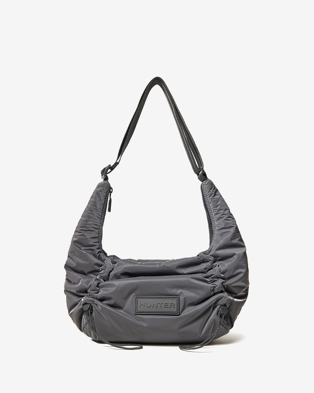 韓國 Hunter Glossy Drawstring Midi Hobo【HR064】