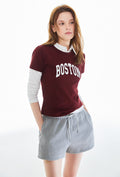 韓國 SPAO BOSTON Slim Fit Short Sleeve T-shirt【SP417】
