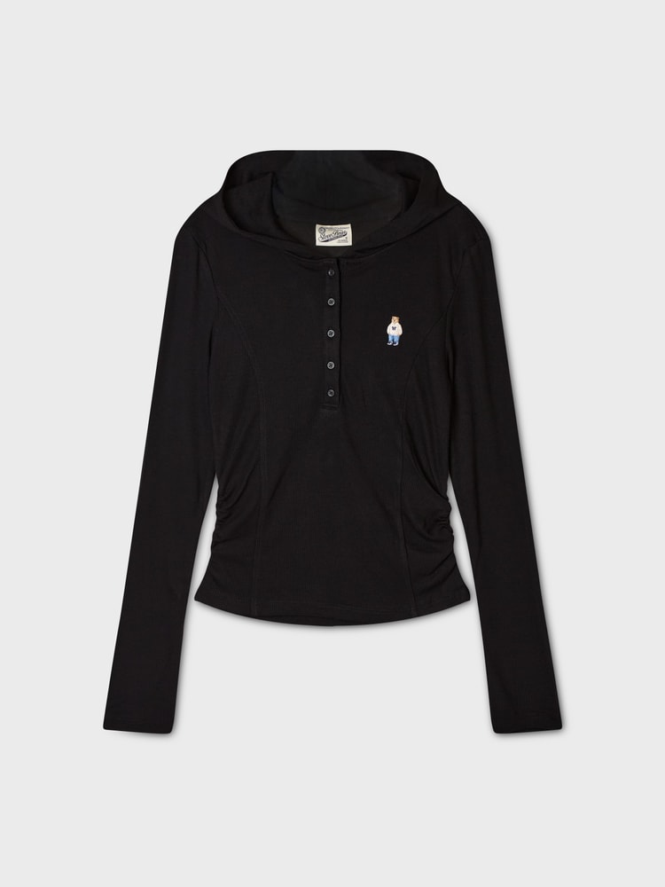 韓國 WhoAU Steve Hooded Shirring T-shirt【WA400】